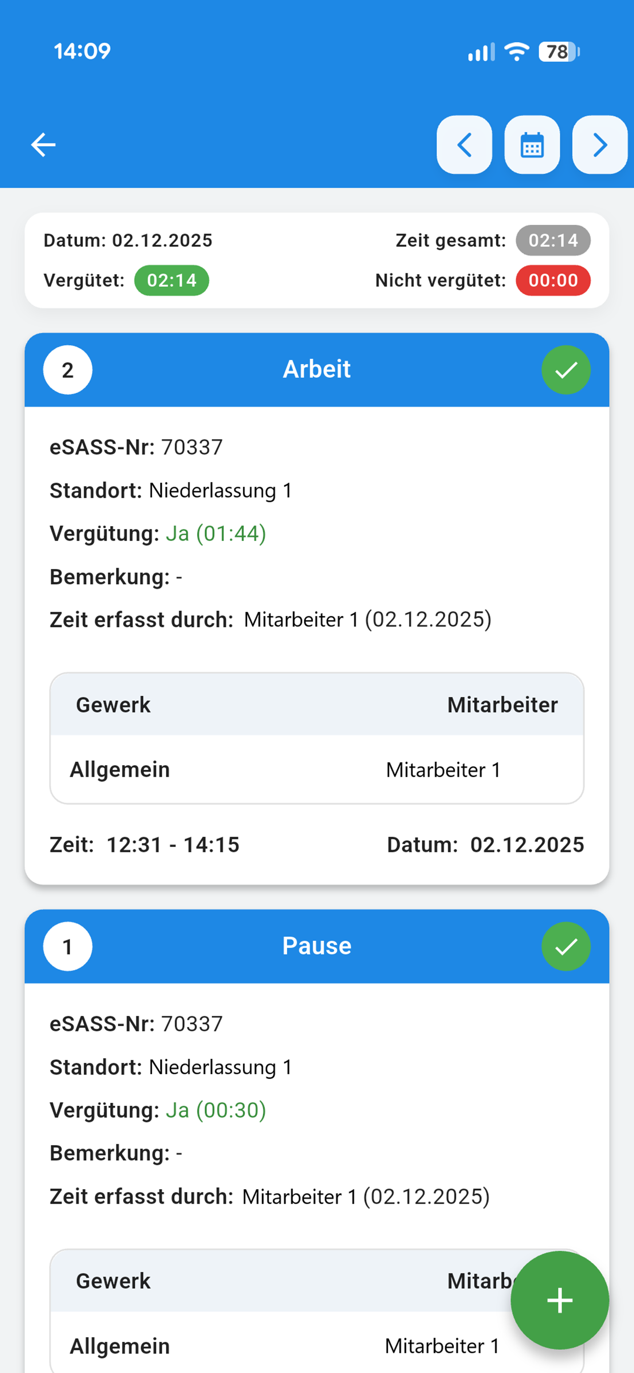 eSASS Mobile - Zeiterfassung